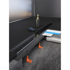 Душевой лоток AZARIO D40 Medium 450 мм, боковой слив, пластиковый, перфорированная решетка, черный (AZ-CH 450 MC)