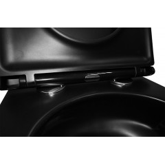 Унитаз подвесной Azario Teramo 490х345х355 безободковый, слив Торнадо, быстросъемное сиденье микролифт, черный матовый (AZ-0052-UQ1MB)