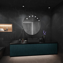 Гримерное зеркало AZARIO Nicole d1000 c подсветкой и диммером, сенсор выкл, смена цвета, 6 ламп в комплекте, часы (LED-00002514)