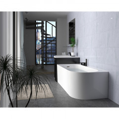 Ванна акриловая Azario LUTON 1700x800x580 пристенная, в комплекте с сифоном и металлической рамой, левая, белая (LUT17080 L)