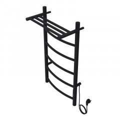 Полотенцесушитель электрический AZARIO VERONA 400/800 5 секций, с полкой, диммер справа, черный (AZ04848PB)