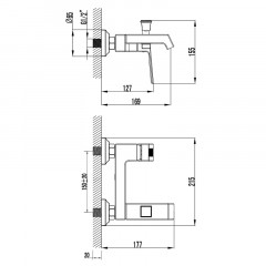 Смеситель для ванны и душа Azario EXQUISITE с ручным душем, керамический картридж, хром (AZ-VSN238340C)