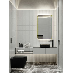 Зеркало AZARIO INCANTO 600х1000 бесконтактный сенсор, подсветка с диммером, цвет золото (LED-00002558)