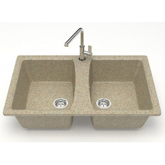 Кухонная мойка AZARIO Elmas 780х500х190 двойная, искусственный мрамор, цвет песочный (CS00078334)