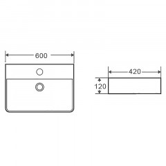 Раковина накладная Azario 600x420x130 прямоугольная, белый (AZ-2173 SP)