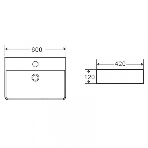 Раковина накладная Azario 600x420x130 прямоугольная, белый (AZ-2173 SP)