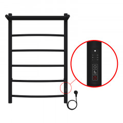 Полотенцесушитель электрический AZARIO VERONA 500/800 5 секций, с полкой, диммер справа, черный (AZ04858PB)