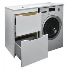 Комплект тумба с раковиной AZARIO Magenta 120 левая под стиральную машину (56) белая (CS00078395)