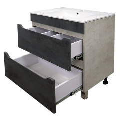 Комплект Тумба Loranto Florena 70 710х470х810 напольная, с раковиной Azario Leon, темный бетон (CS00090035)