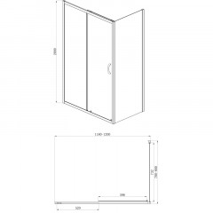 Душевое ограждение AZARIO 1200х800х2000, БЕЗ ПОДДОНА, прозрачное стекло 6 мм, открывание налево, цвет профиля черный (AZ-ND1131-L 1200 BLACK)