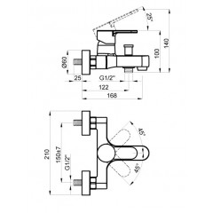 Смеситель для ванны с коротким изливом AZARIO TEVIS, хром (AZ-15490501)