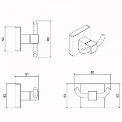 Крючок Azario RINA, Хром (AZ-87005B)