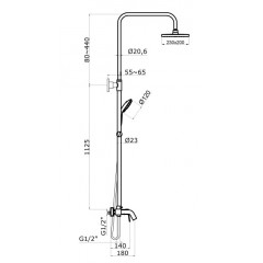 Душевая система Azario TREYA со смесителем, хром (AZ-15680531)