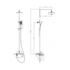FLORIDA SQUARE Душевая система Azario с квадратным тропическим душем, поворотным изливом, хром (AZ-WSA654232C)
