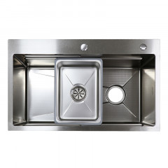Кухонная мойка AZARIO NAOMI (750*460*220) нержавеющая сталь серебро соты (сифон, корзина, доска) (AZS7546H)