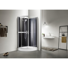 Душевая кабина AZARIO DENVER 90х90х200 прозрачное стекло 4 мм. покрытие Easy Clean, задняя панель черная, цвет профиля серый (AZ-N10812 900)