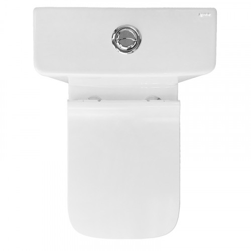 Унитаз-компакт Azario Quadro 605x340x810 напольный, безободковый с сидением микролифт и арматурой, белый (AZ-2175)