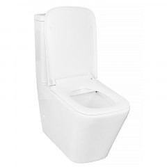 Унитаз-компакт Azario Quadro 605x340x810 напольный, безободковый с сидением микролифт и арматурой, белый (AZ-2175)