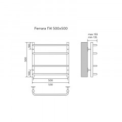 Полотенцесушитель водяной AZARIO FERRARA 500/500 4 секций, нижнее/диагональное подключение, 1/2", хром (AZ09155)