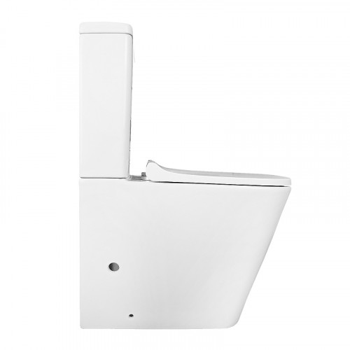 Унитаз-компакт Azario Quadro 605x340x810 напольный, безободковый с сидением микролифт и арматурой, белый (AZ-2175)