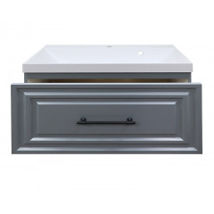 Тумба Azario LAURA 80/1 подвесная МАТОВЫЙ СЕРЫЙ (БЕЗ РАКОВИНЫ CLASSIK 80) ручка ЧЕРНЫЙ (CS00096951)