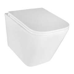 Унитаз подвесной Azario Teramo 490х355х365 безободковый, квадратный, с системой антивсплеск (Торнадо) в комплекте с сидением микролифт (AZ-0052-UQ)