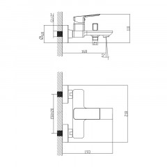 Смеситель для ванны и душа Azario HARDCORE с ручным душем, хром (AZ-VKM238277C)