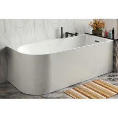 Ванна акриловая Azario LUTON 1700x800x580, пристенная, в комплекте с сифоном и металлической рамой, правая, белая ( LUT17080 R )