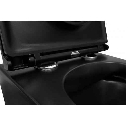 Унитаз подвесной Azario Grado 490х370х360 безободковый с сиденьем микролифт, черный матовый (AZ-0046-MB)