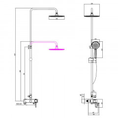 Душевая система Azario INFINITY с изливом, керамический картридж, хром (AZ-VBQ238U11C-1MF1J19A-ZH3394A-HB1153)