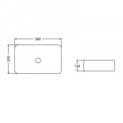 Раковина-чаша Azario 390х250х130 накладная, квадратная, белый глянец (AZ-2256)