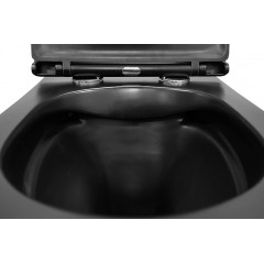 Унитаз подвесной Azario Grado 490х370х360 безободковый с сиденьем микролифт, черный матовый (AZ-0046-MB)