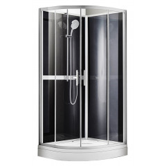 Душевая кабина AZARIO DENVER 90х90х200 прозрачное стекло 4 мм. покрытие Easy Clean, задняя панель черная, цвет профиля серый (AZ-N10812 900)