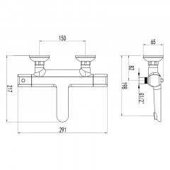 Смеситель для ванны и душа Azario термостатический картридж, хром (AZ-HU245914)