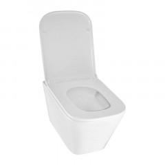 Унитаз подвесной Azario Teramo 490х355х365 безободковый, квадратный, с системой антивсплеск (Торнадо) в комплекте с сидением микролифт (AZ-0052-UQ)