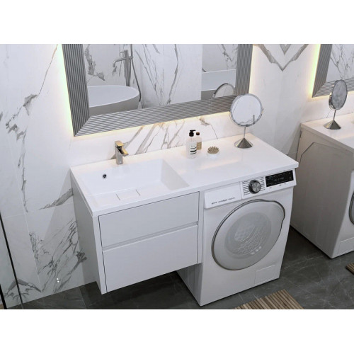 Раковина Azario Paola Magenta 1200 L левосторонняя, литьевой мрамор, белый (CS00078451)