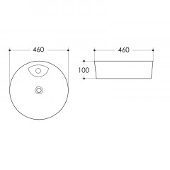 Раковина-чаша Azario 460x460x100 накладная, круглая, белый глянец (AZ-3204)