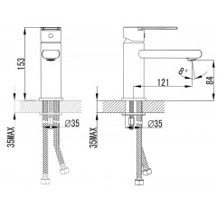 Смеситель для раковины AZARIO FARO керамический картридж, хром (AZ-PS16459C)
