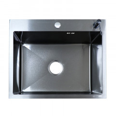 Кухонная мойка AZARIO NICOLE (500*500*220) нержавеющая сталь черная (сифон, диспенсер,коландер) (AZB5050N)