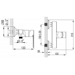 Смеситель для душа AZARIO FARO керамический картридж, хром (AZ-PS33459C)