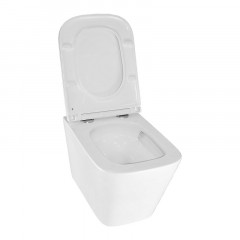 Унитаз подвесной Azario Teramo 490х355х365 безободковый, квадратный, с системой антивсплеск (Торнадо) в комплекте с сидением микролифт (AZ-0052-UQ)