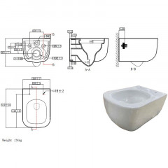 Унитаз подвесной с сиденьем микролифт, дюропласт. Azario CAMPO 510*360*365 mm (AZ-1883WH)
