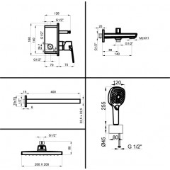 Промо-комплект AZARIO TREYA встраиваемый для ванны, хром (AZ-15680711)