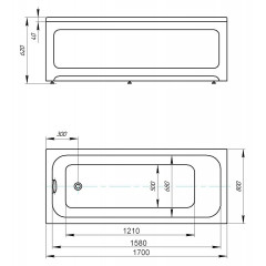 Ванна акриловая AZARIO BELLA прямоугольная 170*80 см (AV.0023170)