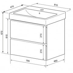 Комплект Azario тумба Мила 80 810х470х670 подвесная с раковиной Monte tx 80 белый матовый (CS00080142)