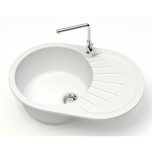 Кухонная мойка AZARIO Flora 730x450x215 искусственный мрамор, цвет белый лед (CS00079911)
