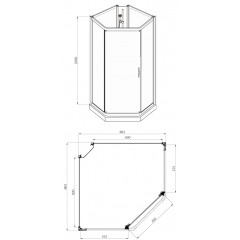 Душевая кабина AZARIO DENVER 90х90х200 прозрачное стекло 4 мм. с покрытием Easy Clean, задняя панель черная, цвет профиля хром (AZ-N10806 900)