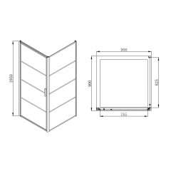 Душевое ограждение Azario RICHMOND 900х900х1950, без поддона, прозрачное стекло 6 мм, цвет профиля черный (AZ-NAG1221 900 BLACK)