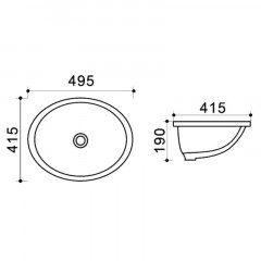Раковина Azario 49,5х41,5х19 овальная, встраиваемая снизу, белая (AZ908-20)