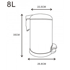 Ведро Azario , Хром (AZ-301P-8L)